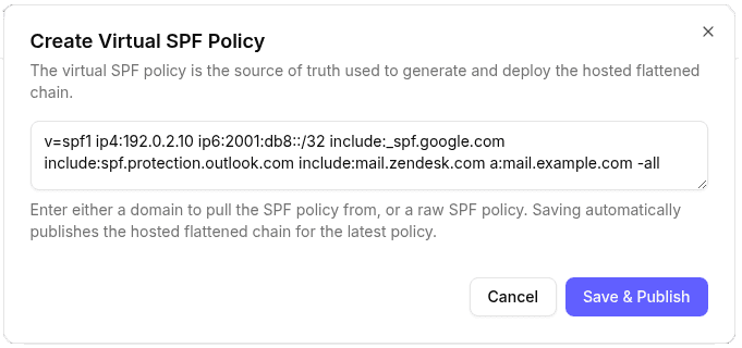 Edit SPF policy