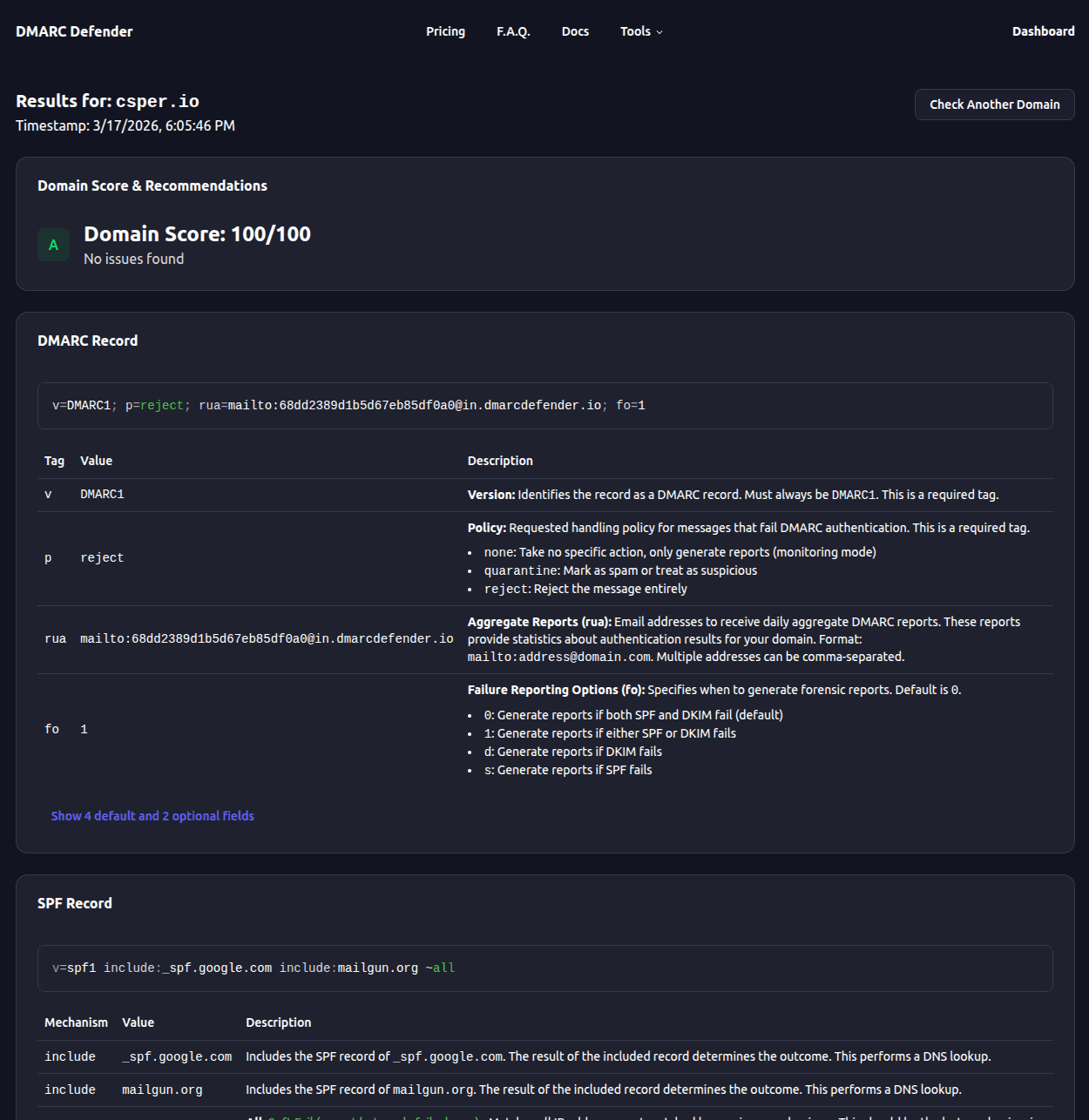 Domain Check Results